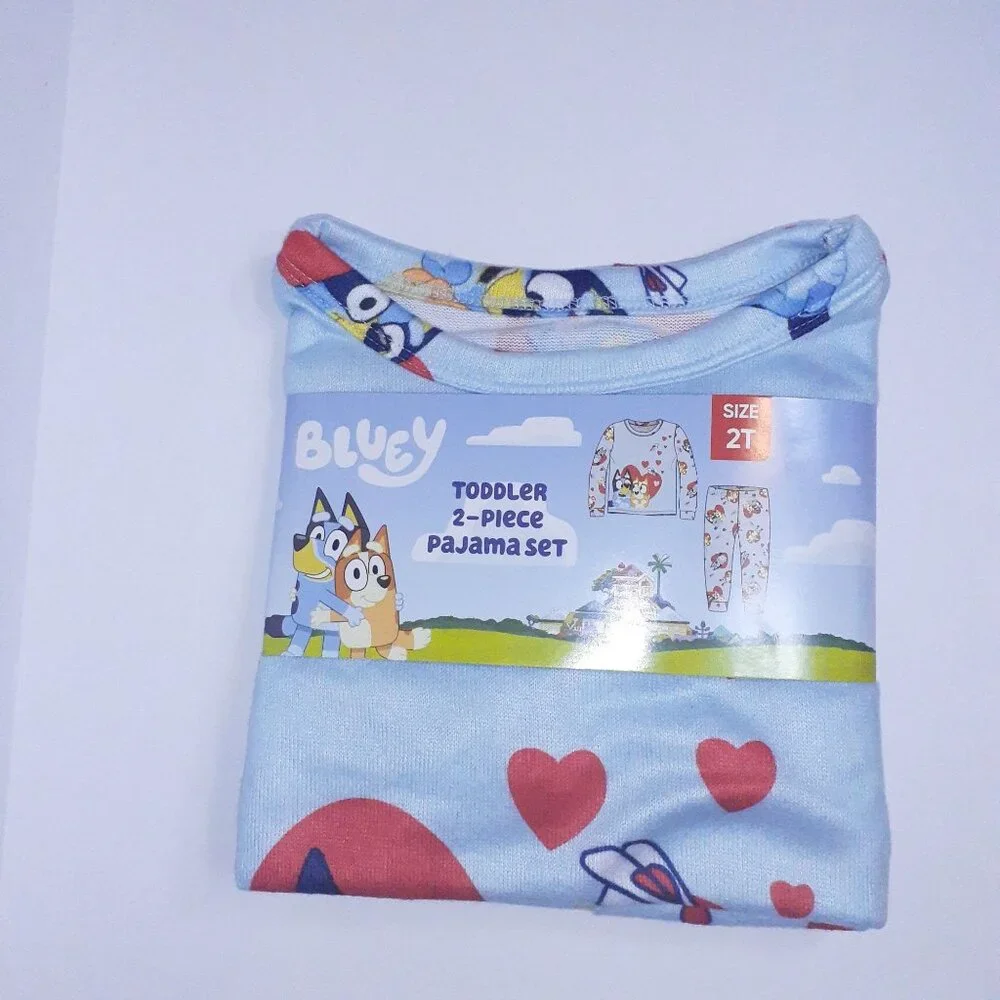 Character Bluey Toddler Unisex Valentine's Day Pajama Set, 2-Piece, Sizes 12M-5T - Picture 5 of 15